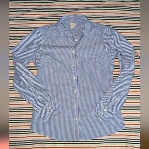 J. By J. Crew Blue & White Striped Classic Button Up Sz S EUC